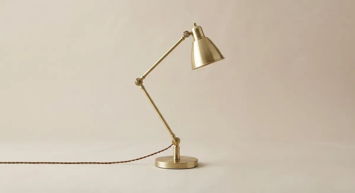 Brass finish swing arm lamp