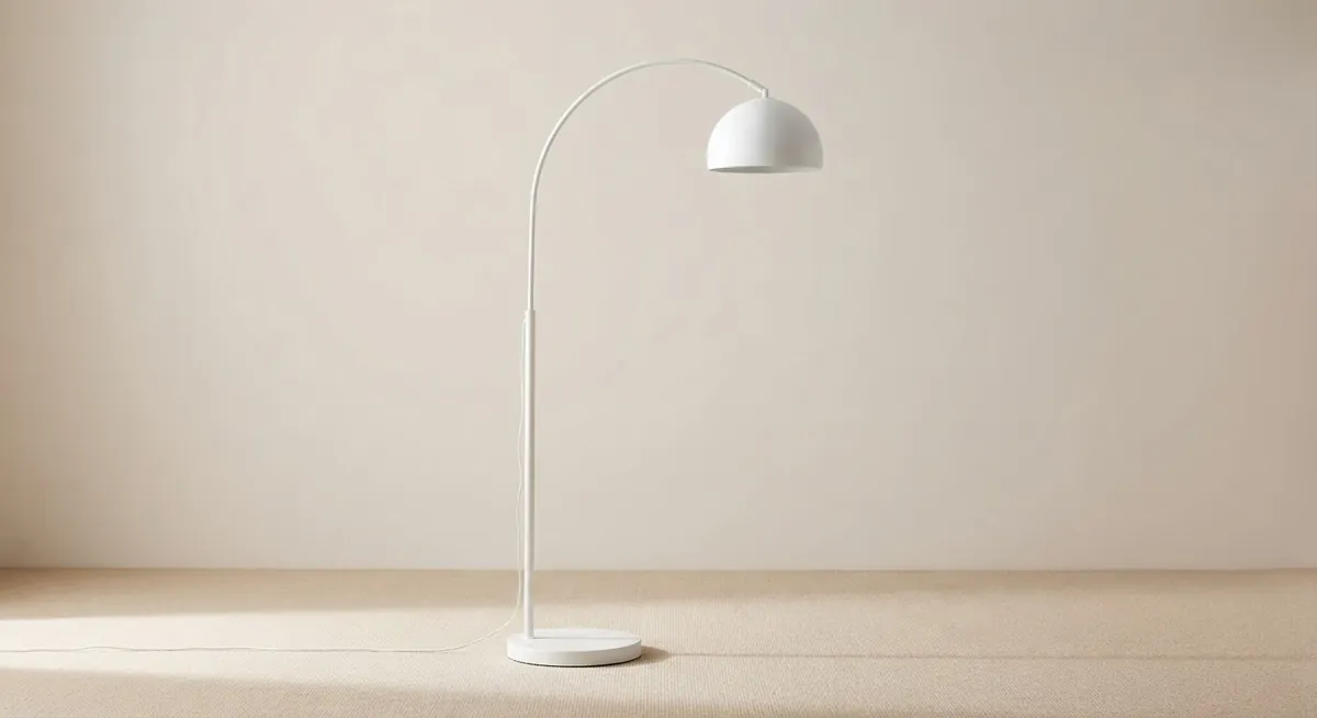 Matte white arc floor lamp