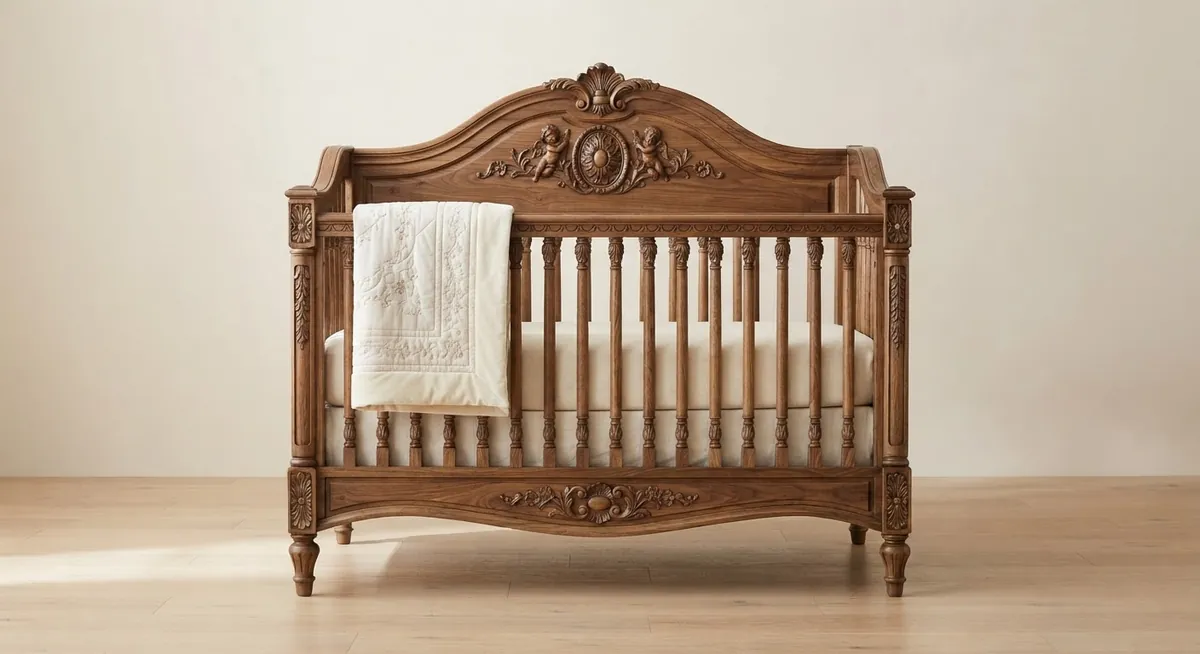 Heirloom hand-carved crib