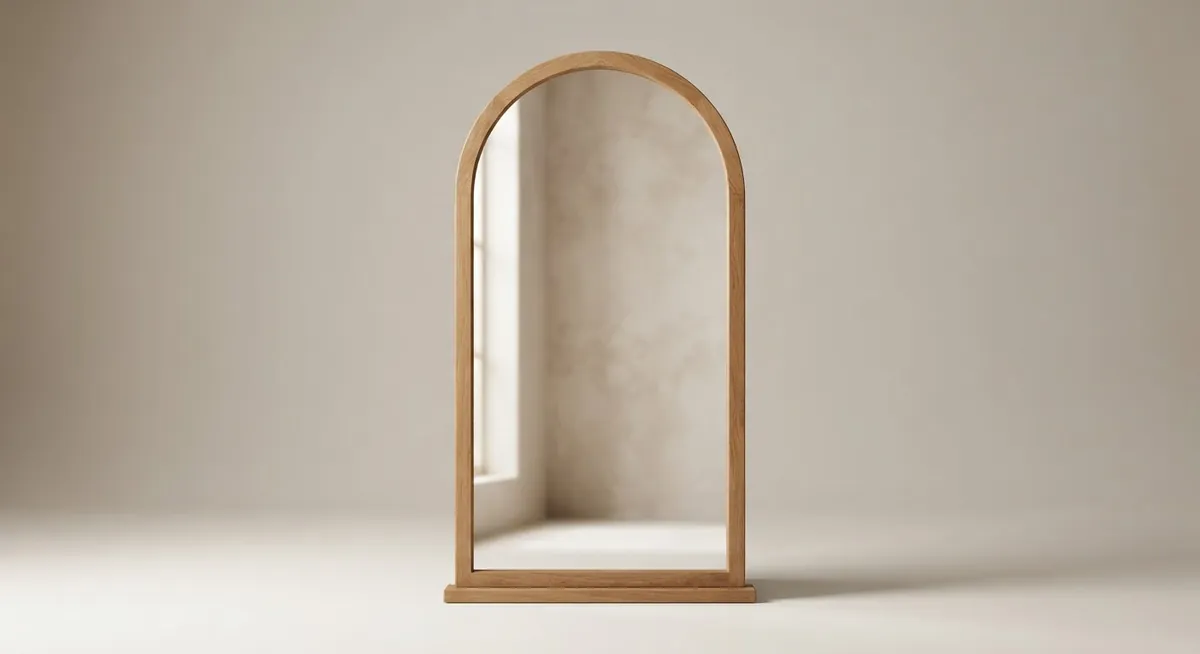 Arched wood frame mirror
