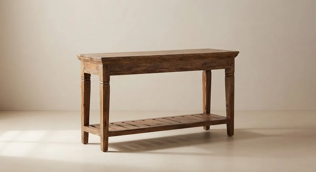 Carved wood console table
