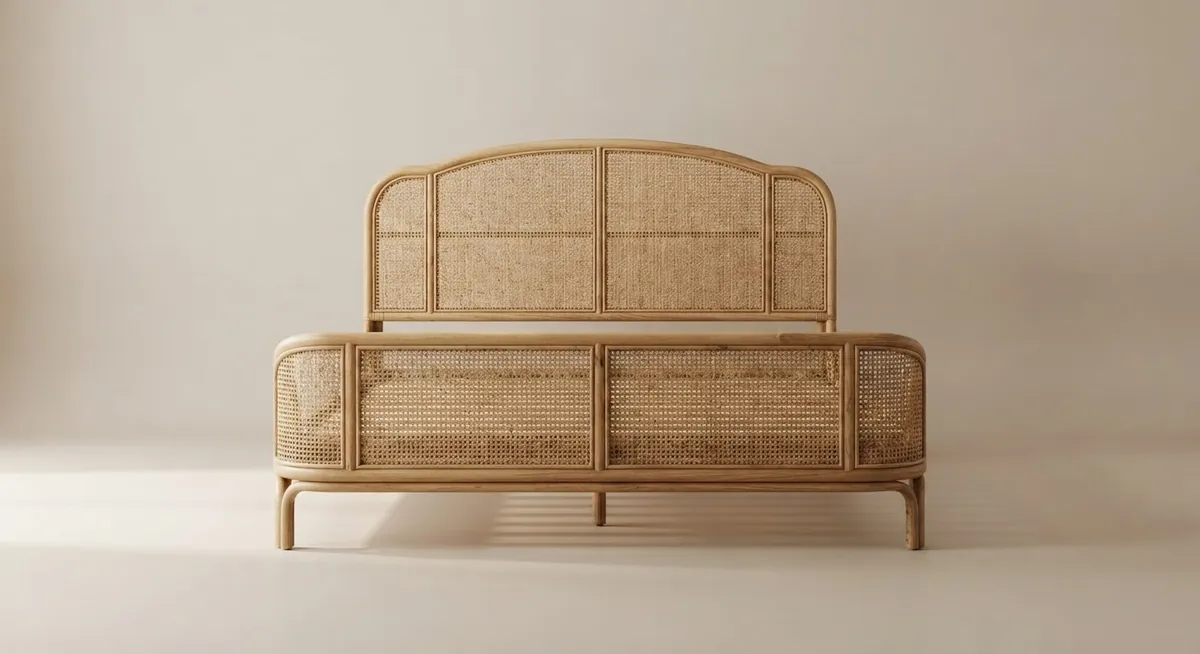 Handcrafted rattan bed