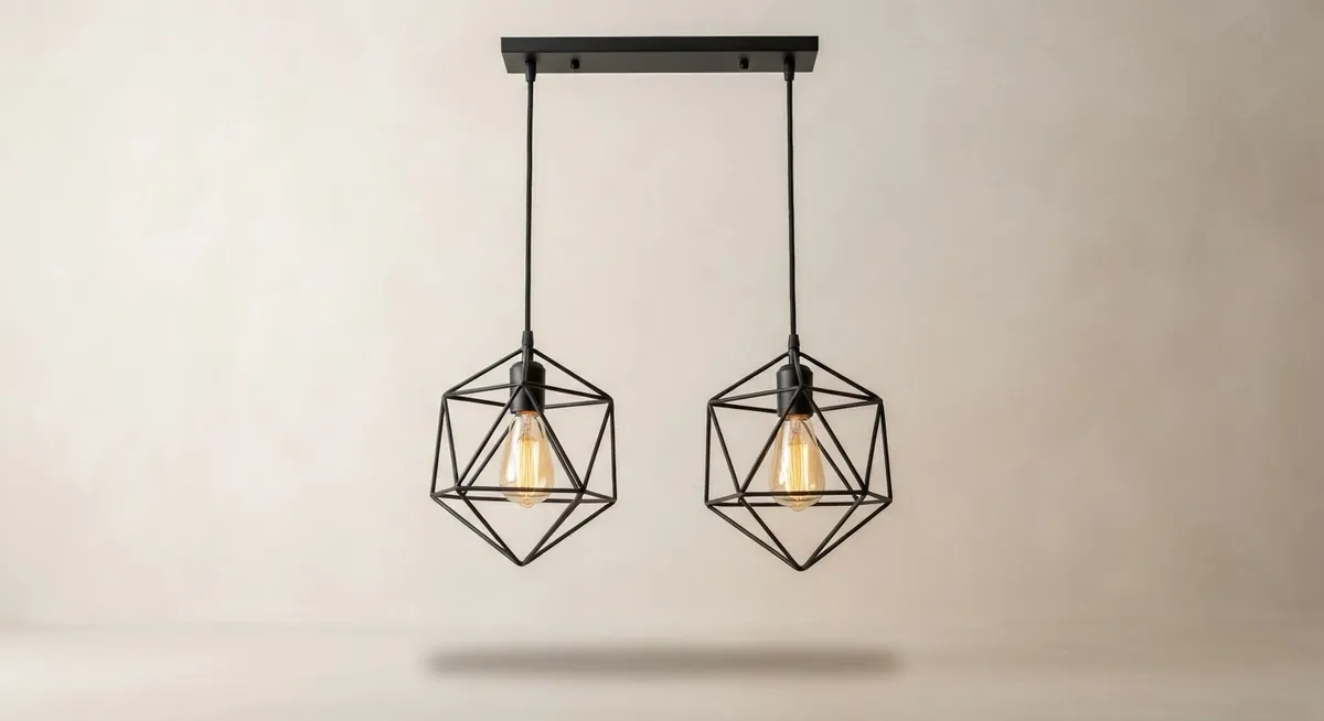 Geometric cage pendant pair