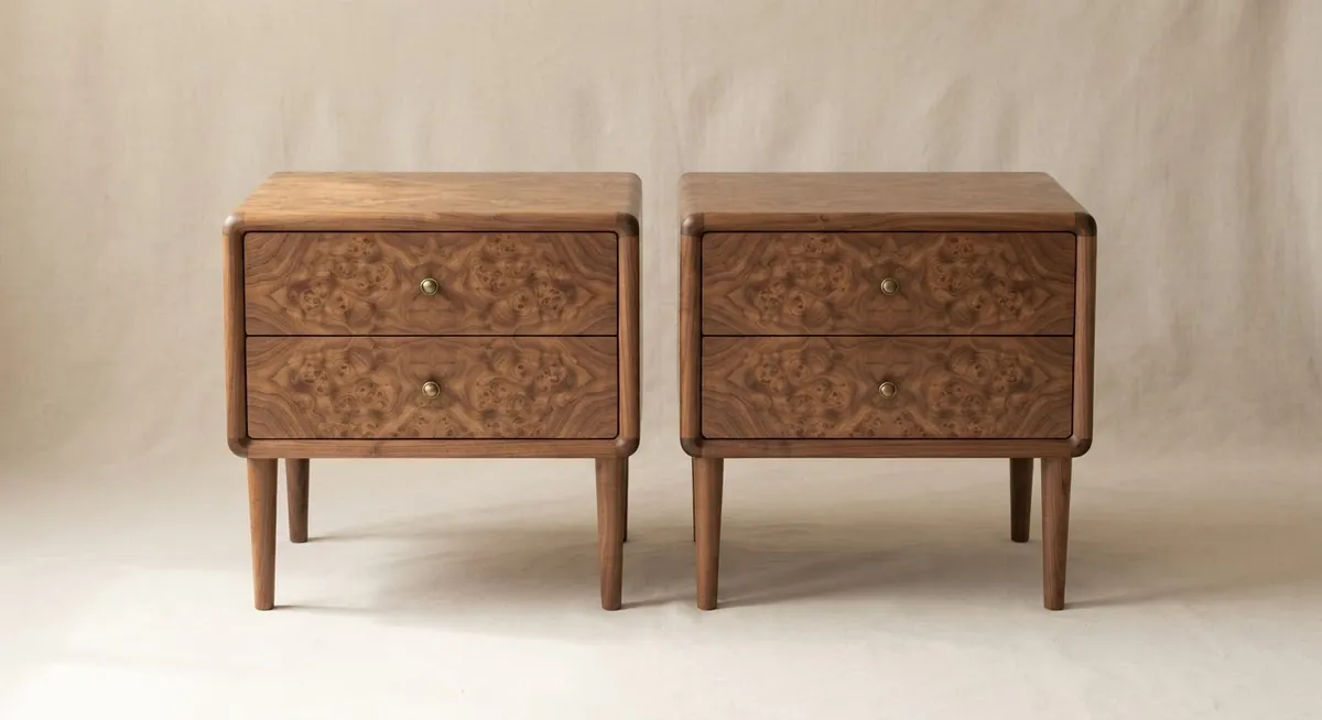 Vintage burl nightstand pair