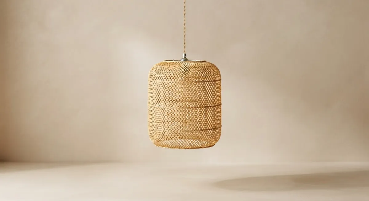 Woven rattan pendant shade