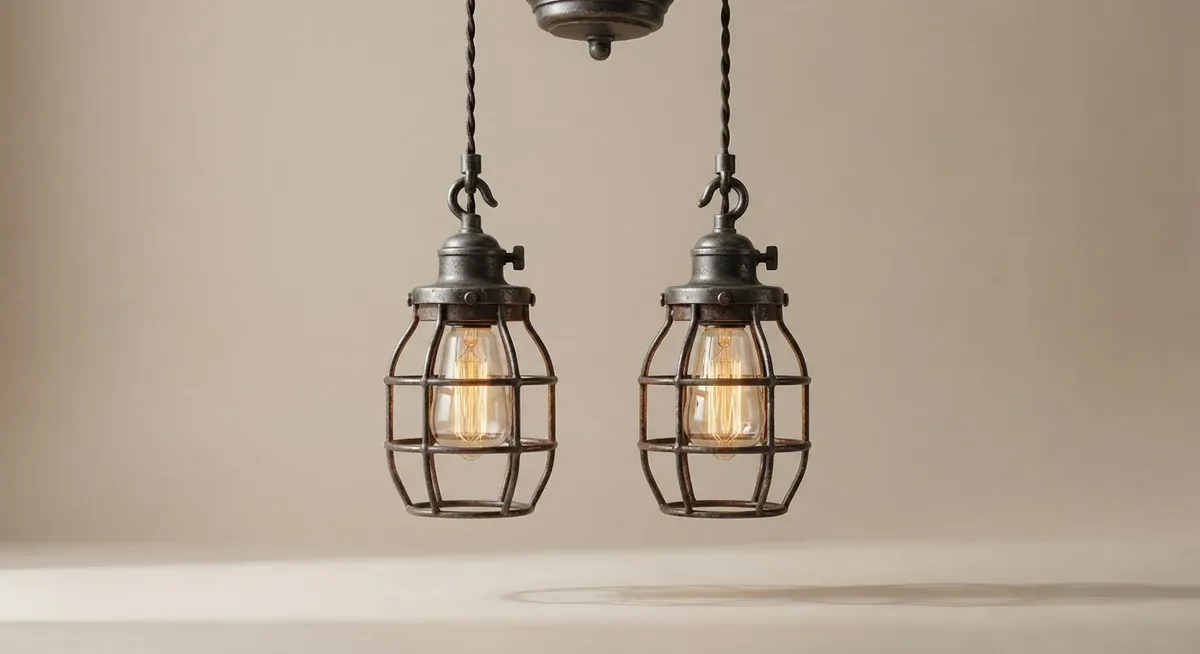 Salvaged factory pendant pair