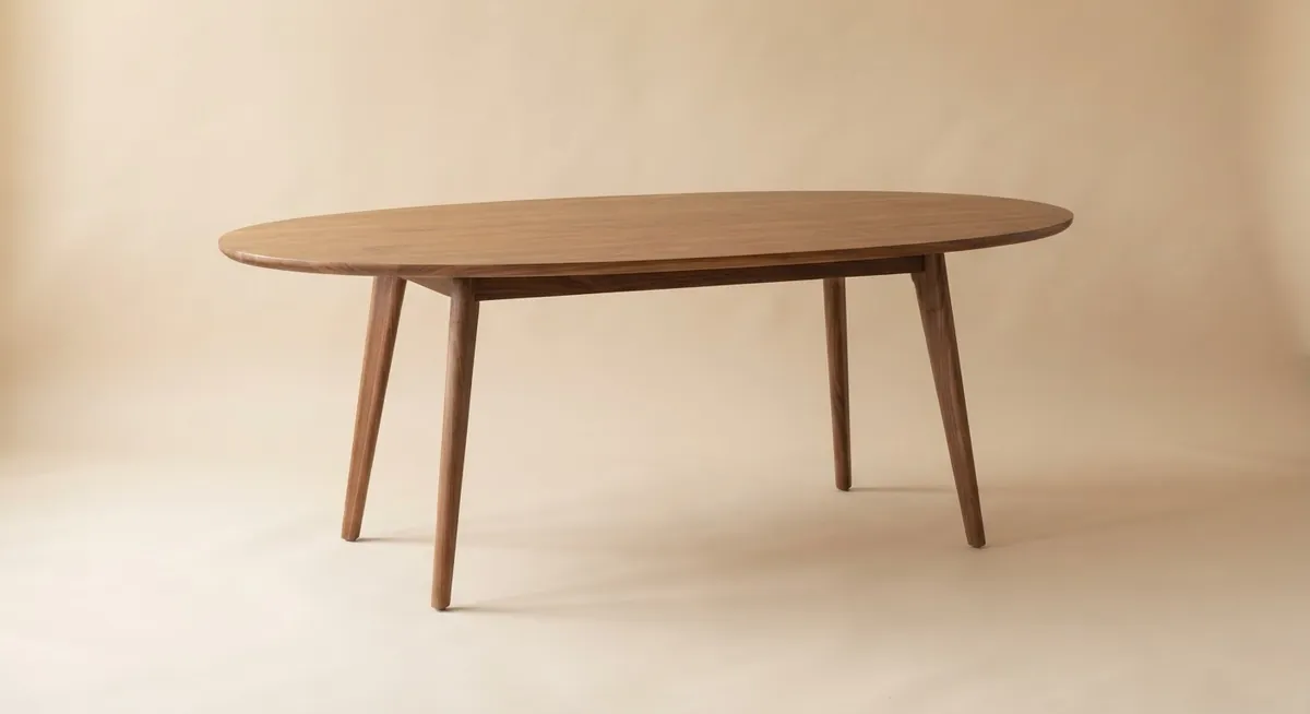 Walnut veneer oval table