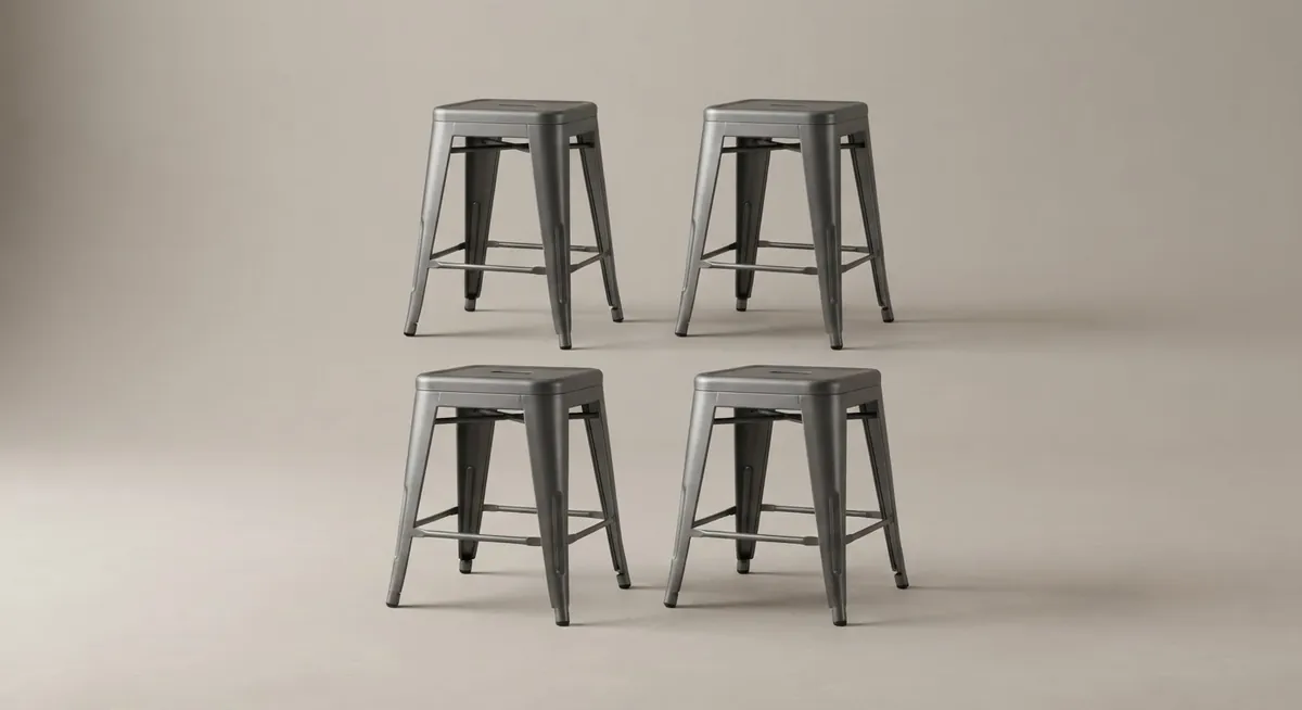 Gunmetal steel stools set of 4