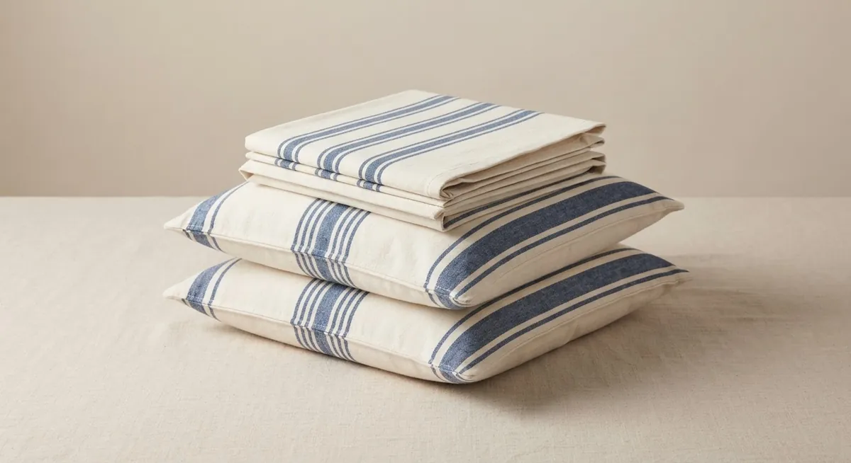Indigo stripe pillow covers, set of 4